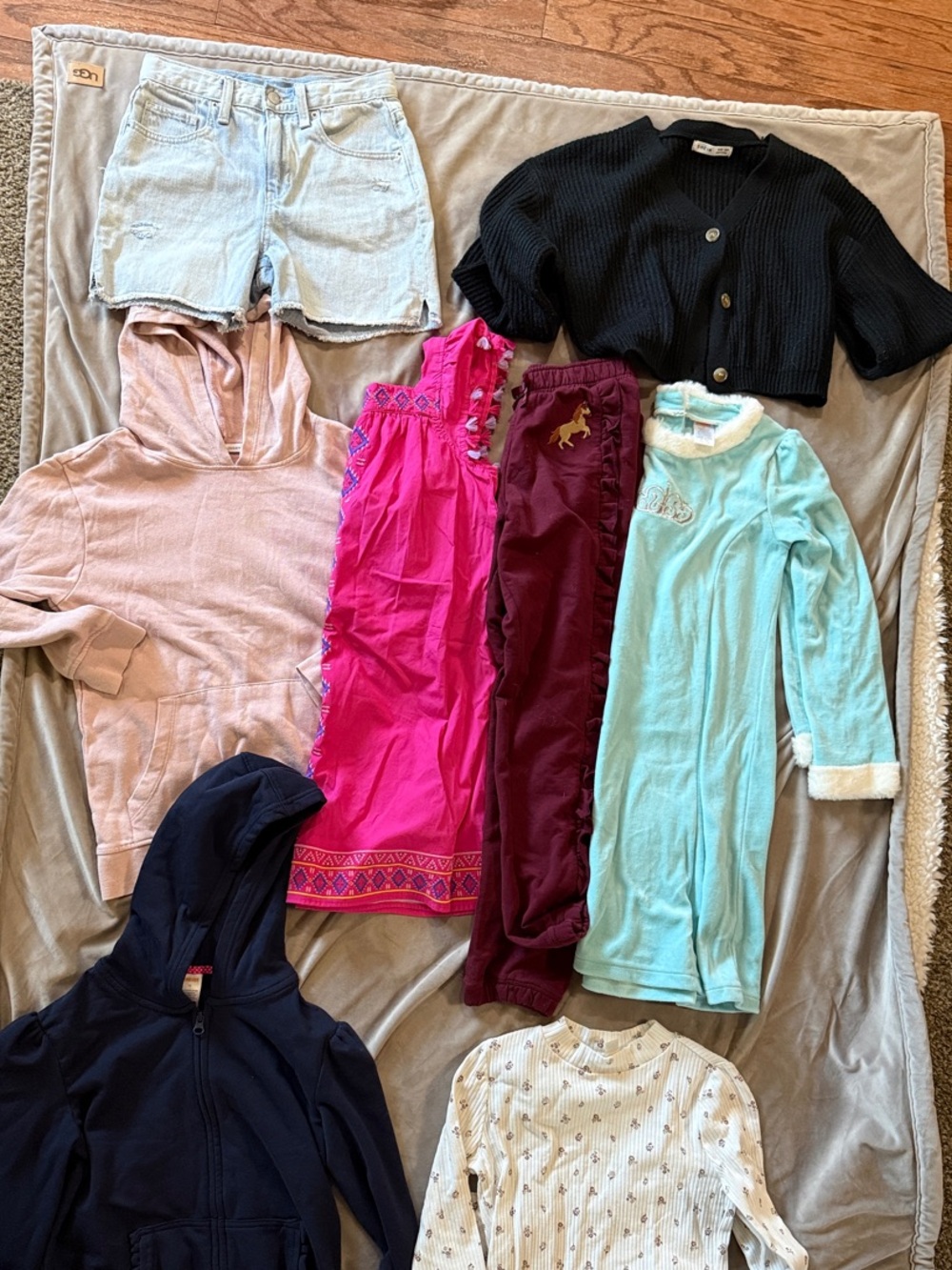 8-item size 10 girls clothing lot— shorts, dresses, long sleeve